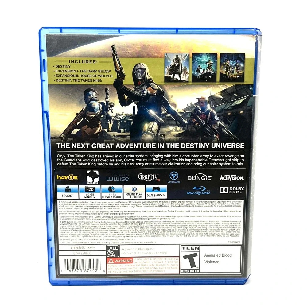 Destiny The Taken King Legendary Edition PS4 PlayStation 4 Game Activision CIB